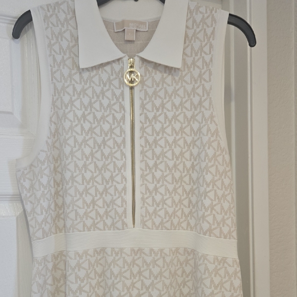 Michael Kors Cream & Gold Patterned Dress only XL . Matching Jacket available - Picture 4 of 8